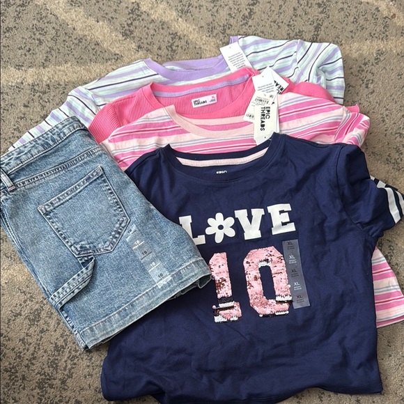 Epic Threads Other - Girls' Striped Tops and Denim Shorts Set